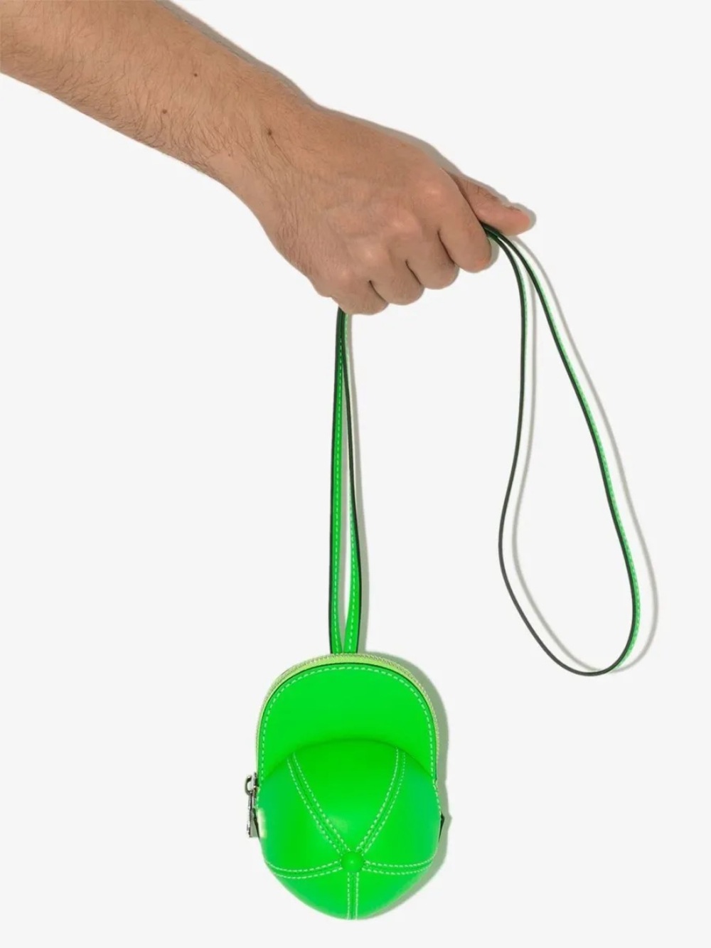 J.W. Anderson Neon Green Zippered Coin Pouch with Silver Hardware